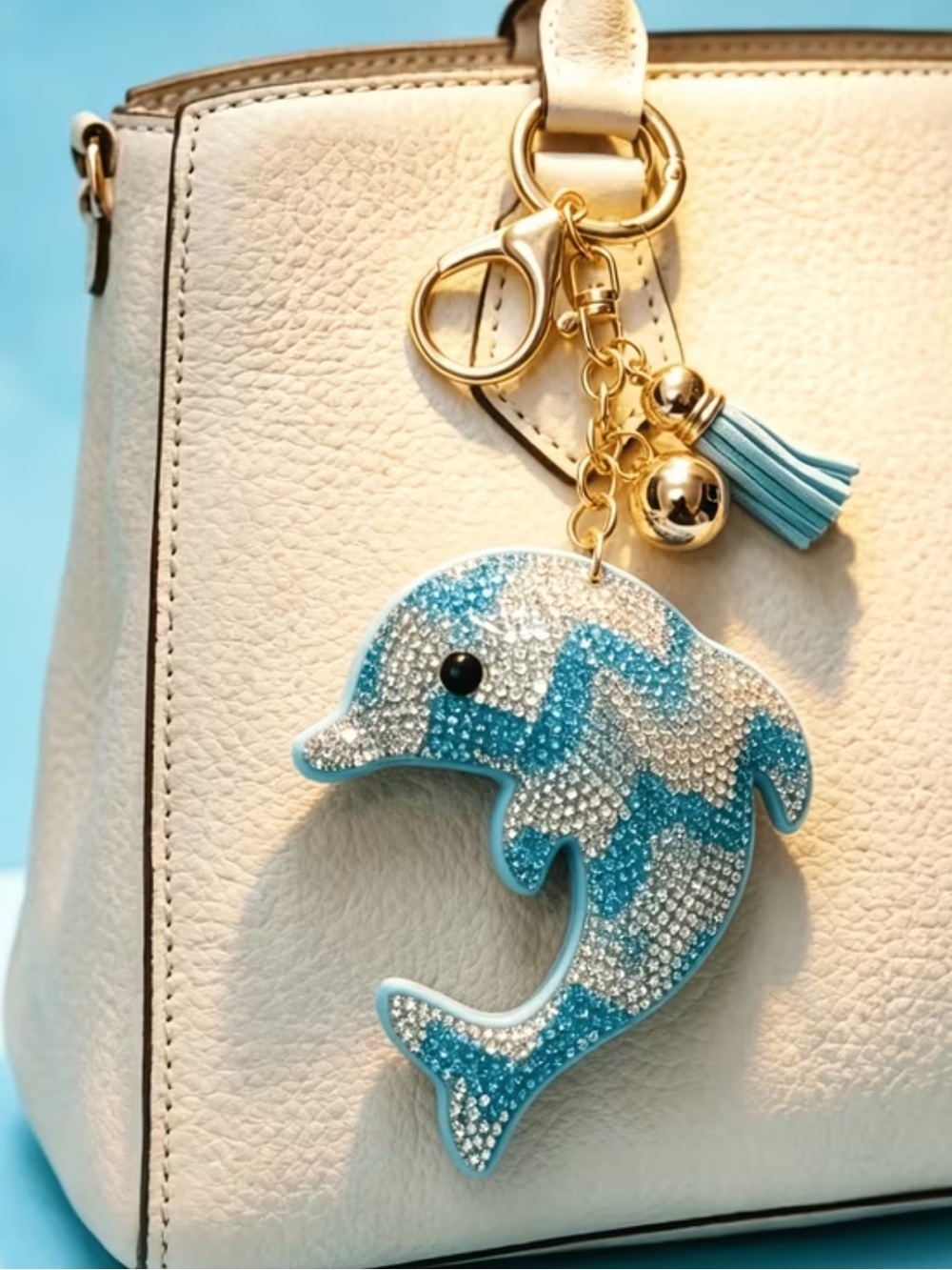 Blue Dolphin Rhinestone Keychain/Purse Charm!! - Picture 4 of 5